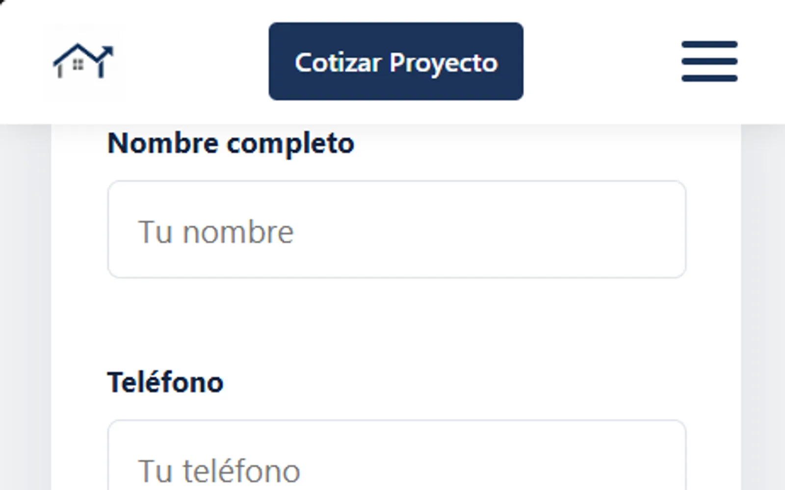Concepto de sitio para Constructora Vega — pantalla 3 de 3